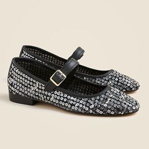 NEW! J. Crew Mesh Mary Jane ballet flats with sequins Size 10.5